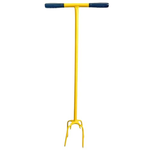 Pince de jardin 6 dents Cultivateur Griffe de terre avec poignée en T désherbeur Scarificateur avec manche Outil de jardinage Longueur totale 88 cm