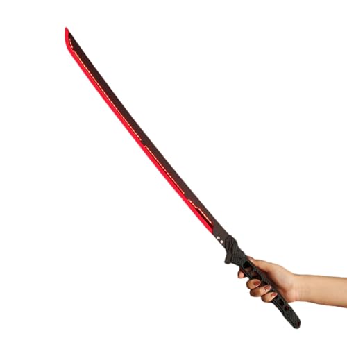 JICOMUS充電式発光カタナ、武器模型ライトアップトイ、全長108cm/80cm、LEDライト付き、キャラクターフィギュア小道具、ギフトボックス (80cm,レッド)