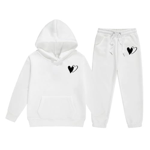 Kids Girls Fleece Jogging Set 2 Piece Cute Heart Cotton Hoodies Sweatpants Outfits Fall Warm Casual Sweatsuits Clothes2