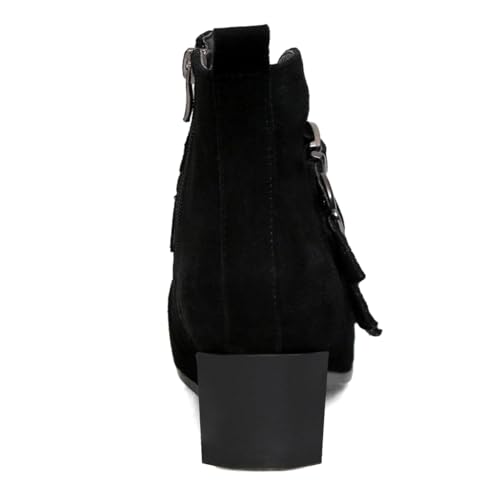 Women’s Ankle Boots Buckle Booties Chunky Low Heels Pointed Toe Side Zippers Shoes Party Working Prom Size 4-16 US4