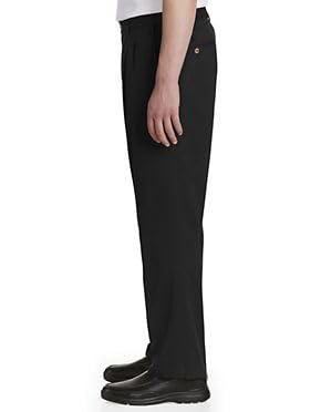 Harbor Bay by DXL Men's Big and Tall Waist-Relaxer Pleated Twill Pants | Flat Front Style, Elasticized Comfort Waistband