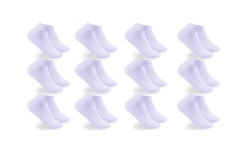 HOME SOLAZZIA 12 Pares Calcetines Tobilleros Hombre y Calcetines Tobilleros Mujer Algodón de Calidad, Suaves y Cómodos - Calcetines Cortos Verano (FR/ES, Números, 40, 46, Regular, Regular, Blanco)