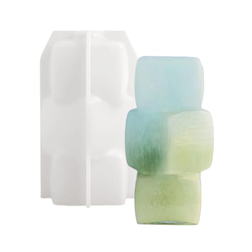 Molde de silicona con bloques geométricos para jarrón, resistente a altas temperaturas, para decoración del hogar, manualidades, joyas, accesorios, molde de jarrón de hormigón