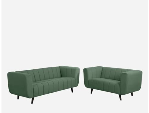 Image of Stellar Hand Striped Five (3+2) Seater Elegant Wooden Base Sofa in Wide Extravagant Fabric, Gives Luxurious Look for Home /Living Room /Office /Guest Room /Hotels
