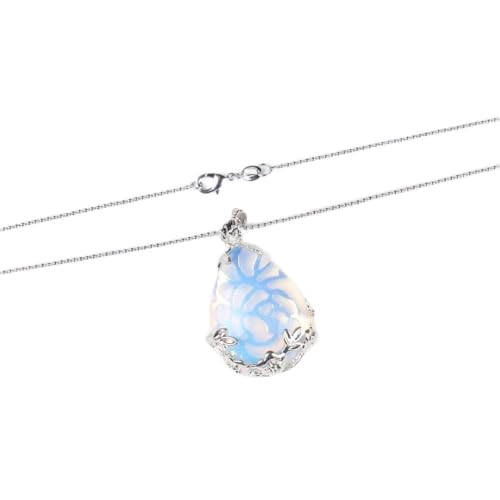 Collier opale naturelle anti-ternissement pendentif vigne argent femme