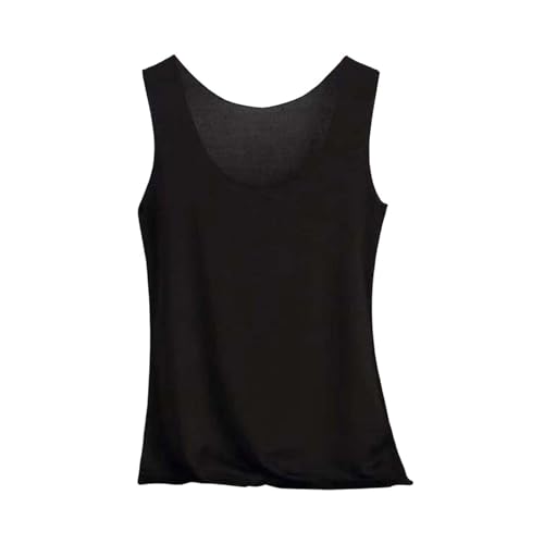 Camiseta de tirantes larga para mujer, negra, con cuello en U, sin mangas, camiseta de verano, camiseta básica, elegante, con tirantes anchos, camiseta básica, elegante, chaqueta, camiseta con cuello