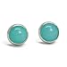 Kathy Bankston Handmade Amazonite Stud Earrings for Women and Girls, 4mm Round Bezel 925 Sterling Silver