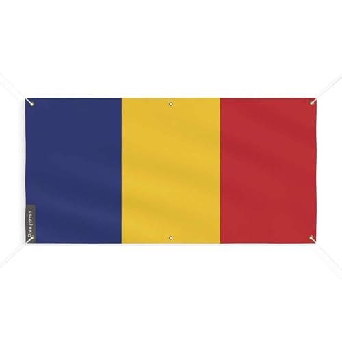 Drapeau Roumanie 6 oeillets grand format 90x180 cm pour pavillon extérieur