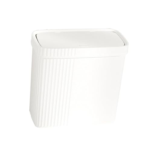 Caneca de basura con tapa de presionar blanca 28x13.5x27.3 cm