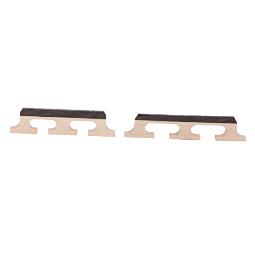 FUNOMOCYA 2 Pack Banjo Saddle Bridge 4 String Replacement Wooden Bridge for Banjo