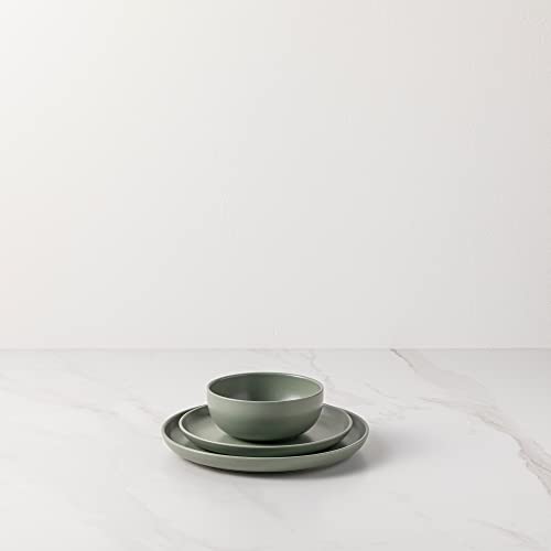 Casafina Ceramic Stoneware 18-Piece Place Setting Service For 6 With Cereal Bowls - Pacifica Collection, Artichoke Green | Microwave & Dishwasher Safe Dinnerware Set | Restaurant Quality Tableware #TOP1