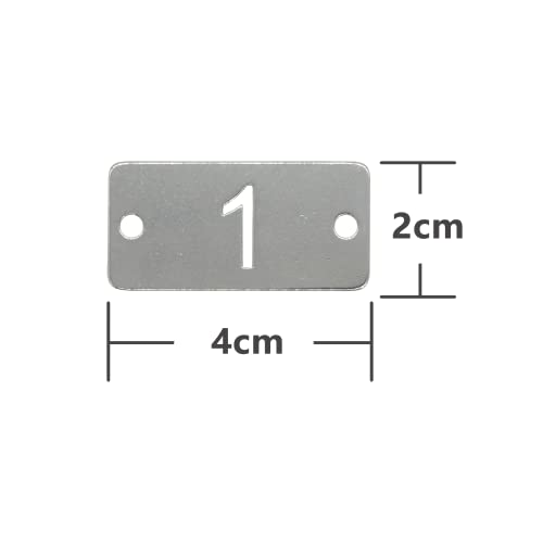 Rechteckige Metall-Nummernschilder aus Edelstahl, mit zwei Löchern (1–25)