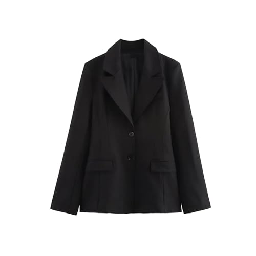 Blazer rétro plongeant avec épaules rembourrées GUOYUXIAO femme