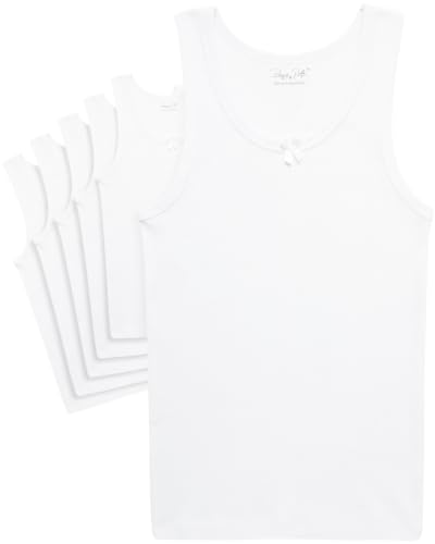 Image of Rene Rofe Girls Tank Tops - 6 Pack 100% Cotton Scoop Neck Todddler Undershirts Classic Sleeveless Tank Tops for Girls (2T-14)