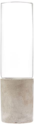 Vaso Em Vidro E Cimento, 7x7x25.5 cm, Mart