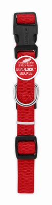 Dog Collar, Adjustable, Pink Nylon, Quadlock Buckle, 1 x 18 to 22-In.