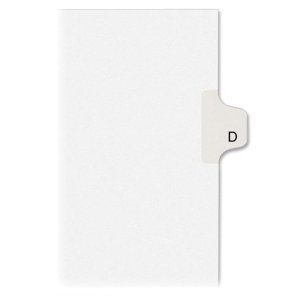 Kleer-Fax 91804 90000 Series Alpha Side Tab Legal Index Divider, Preprinted"D", 25/Pack