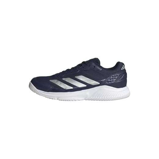 adidas Hombre Courtquick Mens Padel Shoes, Dark Blue/Silver Met./FTWR White, 43 1/3 EU