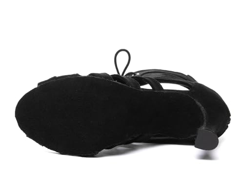 Minishion Latin Dance Shoes for Women Open Toe Salsa Dancing Heels Evening Prom Ankle Booties with Zip2