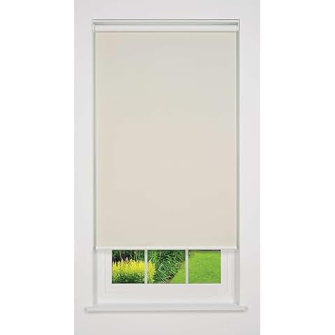 Linen AVENUE Cordless Sierra Blackout Roller Shade, Beige 35 W x 66 H (Arrives 1/4" Narrower) Cover