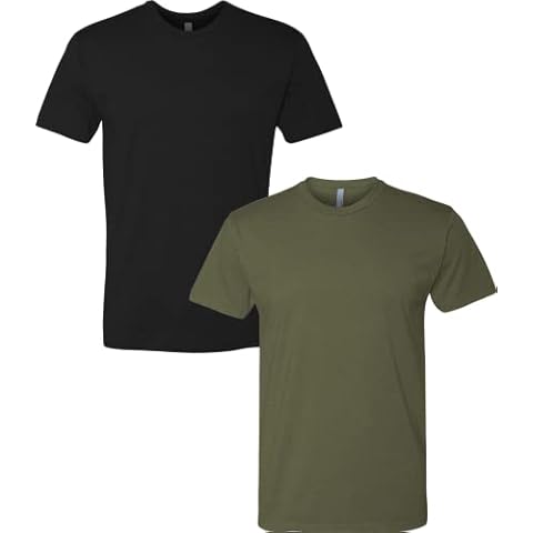 Next Level Apparel Mens Premium Fitted CVC Crew Tee, Black/Military Green Cover
