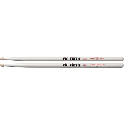 Vic FIrth - Baquetas de la serie American Classic® 5AW - Madera de nogal American - Punta de Madera - color blanca