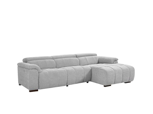 Vente-unique - Canapé d'angle Droit Relax électrique en Tissu Gris Clair MOLPICA