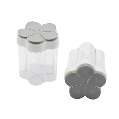 Yxmohala Spice Box, Spice Jars, 5 in 1 Spice Jars with Lid, Plastic Pepper Shaker, Transparent, Spice Jars Set for Kitchen, Camping, BBQ, Picnic, Travel, 2 Pieces (Grey)