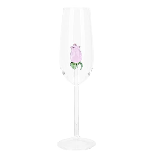 Warmhm 1 Weingläser Mit Rose Im Inneren Einzigartige Romantische Roséweingläser Im Europäischen Stil Exquisites Glas Kristallkelch Champagnerbecher Rotweinglas Für Hochzeit Party