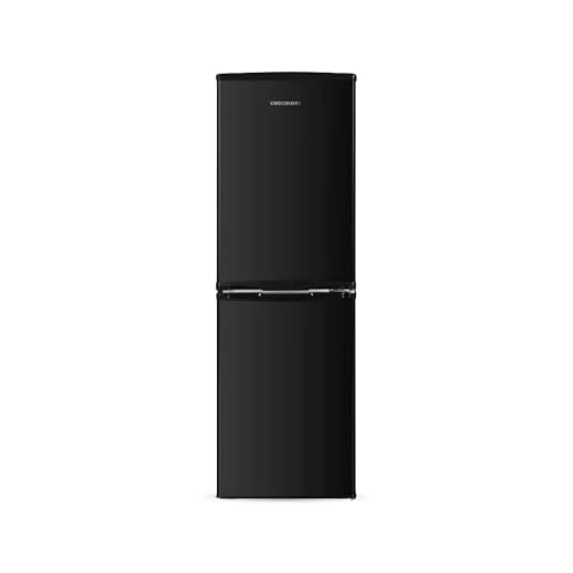 Cookology CFF1425050 Static 142 Litre Freestanding 50/50 Fridge Freezer, Adjustable Temperature Control and Legs, Reversible Doors, Efficient LED Light, 4 Star Freezer Rating - in Black