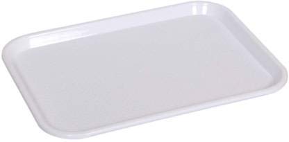 Image of Serving Tray Platter Rectangular Shape Plastic Trays for Drink Breakfast Tea Dinner Coffee Salad Food for Dinning Table Home Kitchen 12x16 Inches (White)