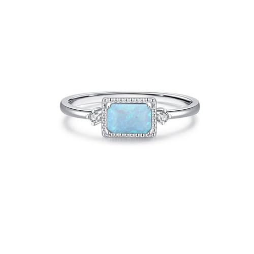 Bague fiançailles argent 925 rectangle opale véritable éclat luxe
