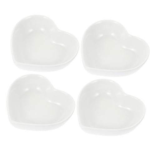 Angoily 4個 ハート型セラミック小皿 調味料やディップソース用オードブル皿 多用途で別提供に 食卓を彩る可愛いデザイン 簡単手 再利用可能