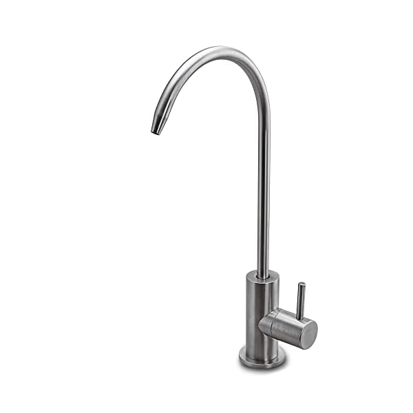 EIN-Weg-Wasserhahn Edelstahl Massiv für Umkehrosmose und Wasserfilter, Osmose Wasserhahn, 360° schwenkbar inkl. 1/4" Zoll Schlauch-Anschluss (Sofia)