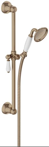 Jacob Delafon - Set de douche Louise - Avec Barre, Flexible et douchette - Design Rétro - Économie d’eau - 53x22x128,90 cm - Finition Bronze - E24364-BCN