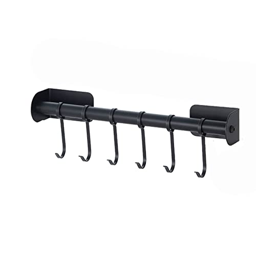 CTVR Estante for Utensilios de Cocina de Hierro Colgante, Organizador de rieles de Cocina montado en la Pared, Colgador for ollas y sartenes con 6 Ganchos deslizantes, for Utensilios de Cocina