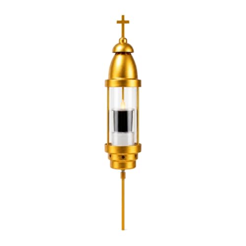 OURMEMO Cemetery Solar Lights with Cross & Solar Candle, Waterproof Dual Mount