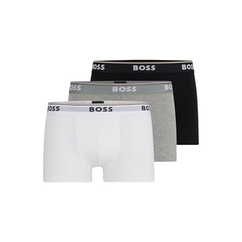 BOSS Men's Stretch Cotton Logo-Waistband Trunks Cover