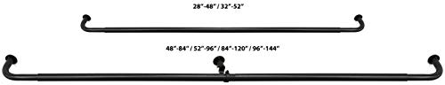 Energy Saving Wrap Around Black Out Return Adjustable Window Curtain Metal Rod Set, 1-Inch Diameter, 28" To 48", Matte Black #TOP3