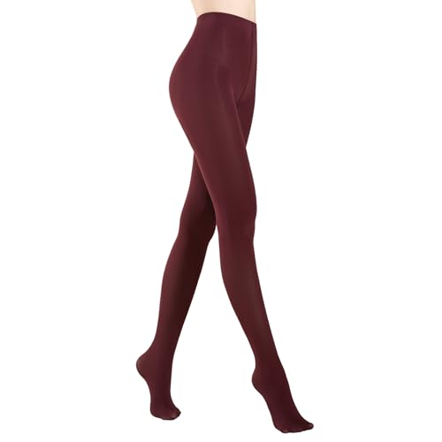 Image of MANZI Women's Solid Color Semi Opaque Footed Tights Soft Stretch Pantyhose