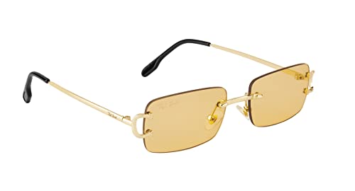 Image of Ted Smith Mens Womens Polycarbonate Uv Protection Metal Rectangular Sunglasses