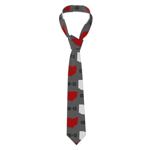 TREJUKY Ohio State Gray Men's Silk Tie Necktie Classic Adjustable Fashion Elegant Neck Ties for Business Wedding Party Occasion Gift