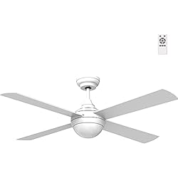 Ventilador Inspire Ana Ventilador de techo con luz LED Classic II Blanco. 4 Palas de madera contrachapada (Plywood). 6 velocidades. Función verano-invierno. LED Integrado. Ø 123 cm.