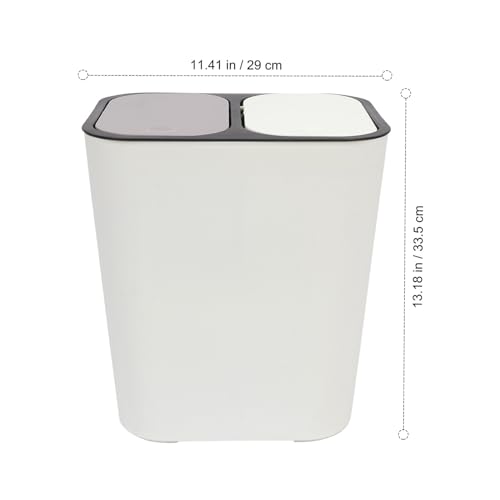 Caneca de basura rectangular de doble compartimento blanca miniatura 5