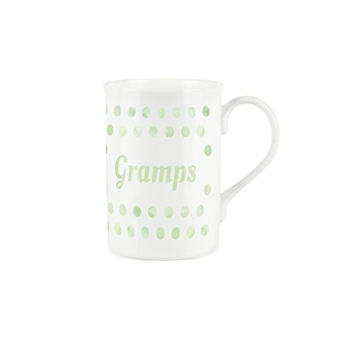 Purely Home Green Polka Dots Spots Gramps Mug - Fine Bone China Gift/Present Mug for Gramps, Green,white
