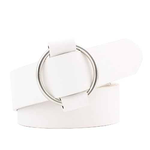 Solid Color No Needle Round Buckle Belt Casual Ladies Belt Youth Fashion Wide Belt Women 1Pcs