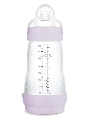 MAM Anti-Kolische Babyflasche, 2-4 Monate, 260 ml, mit Sauger mit 2 mittleren Durchflussmengen aus Silikon, leicht anzunehmen, selbststerilisierend und leicht zu reinigen, Easy Start Anti-Colic,