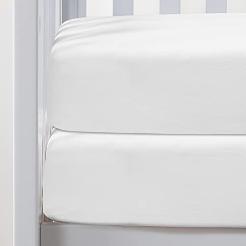 Image of Organic Crib Sheet for Boy or Girl 2 Pack, 100% Organic Cotton, Fitted Baby Crib Sheet Breathable and Soft for Standard Crib and Toddler Mattresses, Nursery Bedding White Crib Sheet