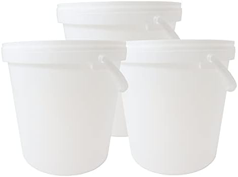 10 Litre White Food Grade Buckets (Pack of 3) with Air Tight Lids & Handles Food Storage Home Brew Pet Food etc
