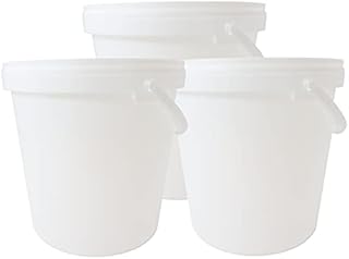 10 Litre White Food Grade Buckets (Pack of 3) with Air Tight Lids & Handles Food Storage Home Brew Pet Food etc